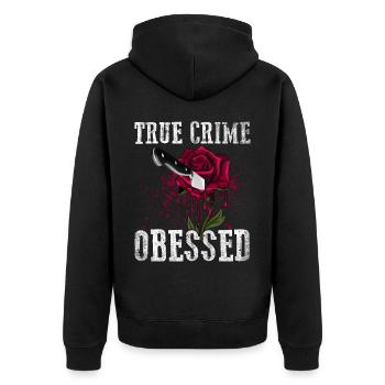 True Crime obsédé - Veste à capuche bio Premium Unisexe - noir - Dos - Nico (187cm)
