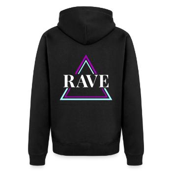Techno House Party EDM Festival Goa Electro Rave - Unisex Premium Bio Zip Hoodie - Schwarz - Hinten - Nico (187cm)