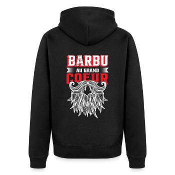 Barbu Au Grand Coeur - Veste à capuche bio Premium Unisexe - noir - Dos - Nico (187cm)