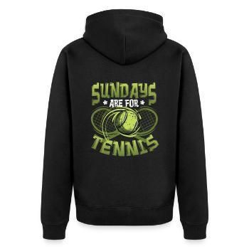 Sonntage Sind Für Tennisspieler - Unisex Premium Bio Zip Hoodie - Schwarz - Hinten - Nico (187cm)