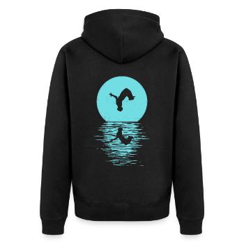 Parkour, Freerunning, Street Workout, Acrobatic - Unisex Premium Bio Zip Hoodie - Schwarz - Hinten - Nico (187cm)