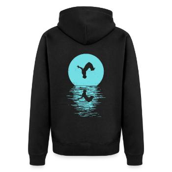 Parkour, Freerunning, Street Workout, Acrobatic - Unisex Premium Bio Zip Hoodie - Schwarz - Hinten - Nico (187cm)