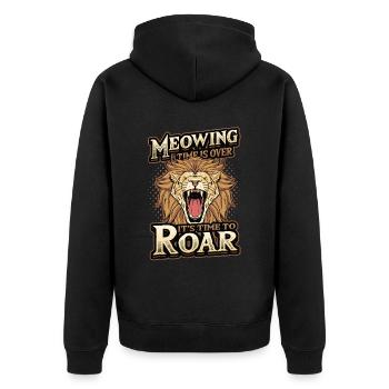 Die Zeit Des Miauens Ist Vorbei - Unisex Premium Bio Zip Hoodie - Schwarz - Hinten - Nico (187cm)