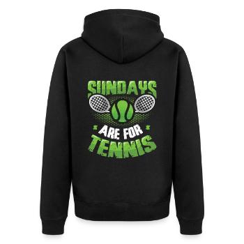 Sonntage Sind Für Tennisspieler - Unisex Premium Bio Zip Hoodie - Schwarz - Hinten - Nico (187cm)