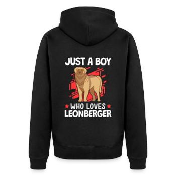 Nur ein Junge der Leonberger liebt Leonberger - Unisex Premium Bio Zip Hoodie - Schwarz - Hinten - Nico (187cm)