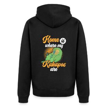 Kakapo ist mein Zuhause Neuseeland Papagei - Unisex Premium Bio Zip Hoodie - Schwarz - Hinten - Nico (187cm)