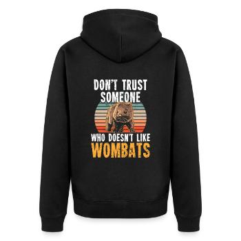 Wombat nicht vertrauen Australien Beuteltier - Unisex Premium Bio Zip Hoodie - Schwarz - Hinten - Nico (187cm)