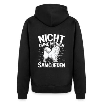 Nicht ohne meinen Samojede Samojedenspitz - Unisex Premium Bio Zip Hoodie - Schwarz - Hinten - Nico (187cm)
