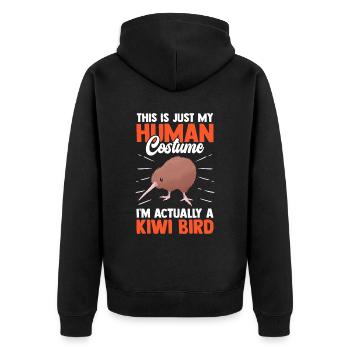 Kiwi Vogel nur ein Kostüm Neuseeland Kiwi - Unisex Premium Bio Zip Hoodie - Schwarz - Hinten - Nico (187cm)