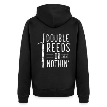 Fassoon, oboe, clarinet, music teacher - Unisex Premium Organic Zip Hoodie - black - Back - Nico (187cm)