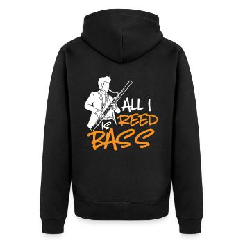 Fassoon, oboe, clarinet, music teacher - Unisex Premium Organic Zip Hoodie - black - Back - Nico (187cm)