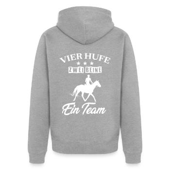 Pferdenarr, Pferd, Pferdesport - Unisex Premium Bio Zip Hoodie - Grau meliert - Hinten - Nico (187cm)