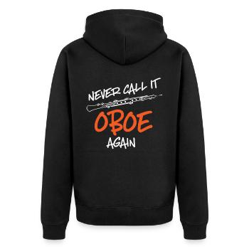 Fassoon, oboe, clarinet, music teacher - Unisex Premium Organic Zip Hoodie - black - Back - Nico (187cm)