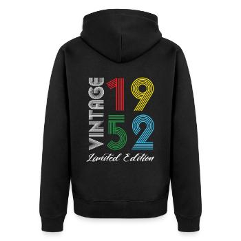 Vintage 1952 Vintage Geburtstag Retro Vintage - Unisex Premium Bio Zip Hoodie - Schwarz - Hinten - Nico (187cm)