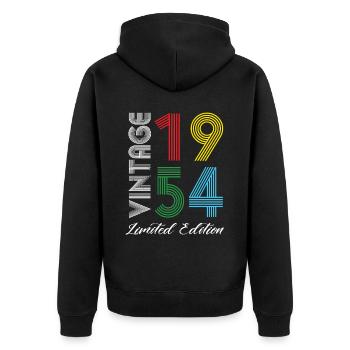 Vintage 1954 Vintage Geburtstag Retro Vintage - Unisex Premium Bio Zip Hoodie - Schwarz - Hinten - Nico (187cm)
