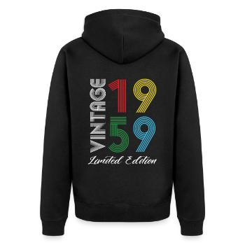 Vintage 1959 Vintage Geburtstag Retro Vintage - Unisex Premium Bio Zip Hoodie - Schwarz - Hinten - Nico (187cm)