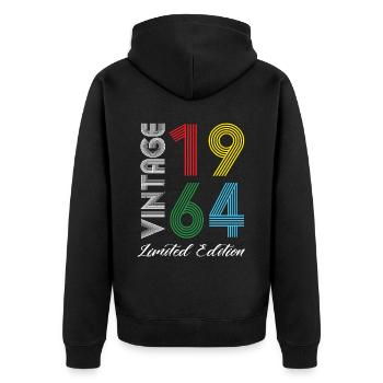 Vintage 1964 Vintage Geburtstag Retro Vintage - Unisex Premium Bio Zip Hoodie - Schwarz - Hinten - Nico (187cm)