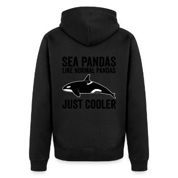 Drôle d’orque comme les pandas normaux seulement plus frais - Veste à capuche bio Premium Unisexe - noir - Dos - Nico (187cm)