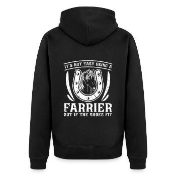 Farrier It's Not Easy Being Metalworking Horseshoe - Unisex Premium Bio Zip Hoodie - Schwarz - Hinten - Nico (187cm)
