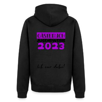 Jugendweihe 2023 Gästebuch Mädchen Jungen Fun Deko - Unisex Premium Bio Zip Hoodie - Schwarz - Hinten - Nico (187cm)