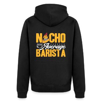 Barista Gift Idea Coffee Lover Coffee Brewing - Unisex Premium Organic Zip Hoodie - black - Back - Nico (187cm)