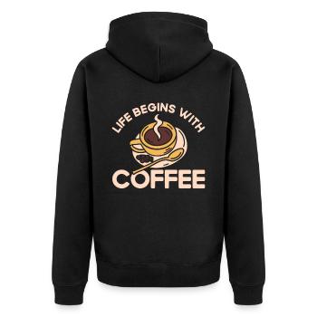Barista Gift Idea Coffee Lover Coffee Brewing - Unisex Premium Organic Zip Hoodie - black - Back - Nico (187cm)