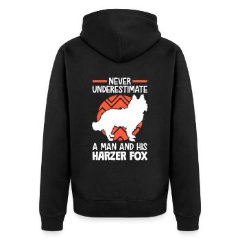 Do not underestimate Harzer Fuchs herding dog - Unisex Premium Organic Zip Hoodie - black - Back - Nico (187cm)