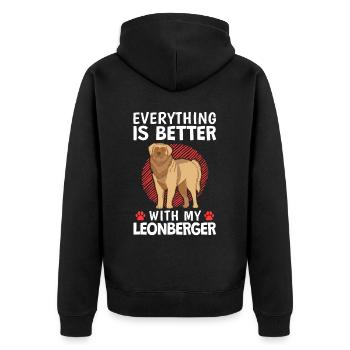 Alles ist besser mit meinem Leonberger - Unisex Premium Bio Zip Hoodie - Schwarz - Hinten - Nico (187cm)