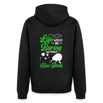 Langweilig ohne Kiwi Vogel Neuseeland Kiwi Vogel - Unisex Premium Bio Zip Hoodie - Schwarz - Hinten - Nico (187cm)