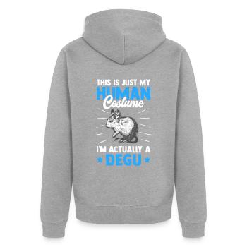Degu nur ein Kostüm chilenisches Nagetier - Unisex Premium Bio Zip Hoodie - Grau meliert - Hinten - Nico (187cm)
