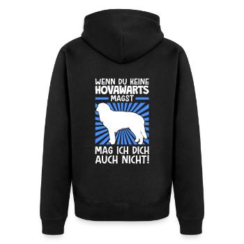 Hovawarts nicht mögen Hofwächter Hovawart - Unisex Premium Bio Zip Hoodie - Schwarz - Hinten - Nico (187cm)