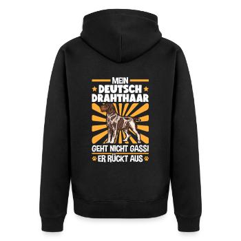 Deutsch Drahthaar Gassi gehen Jagdhund - Unisex Premium Bio Zip Hoodie - Schwarz - Hinten - Nico (187cm)