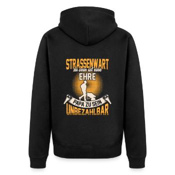 Straßenwärter zu sein ist eine Ehre Straßenwart - Unisex Premium Bio Zip Hoodie - Schwarz - Hinten - Nico (187cm)