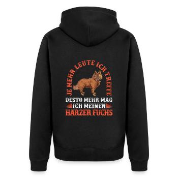 Mehr Harzer Fuchs weniger Menschen Hütefuchs - Unisex Premium Bio Zip Hoodie - Schwarz - Hinten - Nico (187cm)