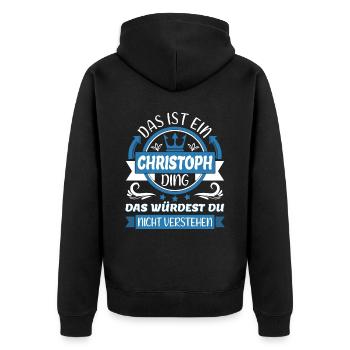 Christoph Name Vorname Namenstag Namensgeschenk - Unisex Premium Bio Zip Hoodie - Schwarz - Hinten - Nico (187cm)