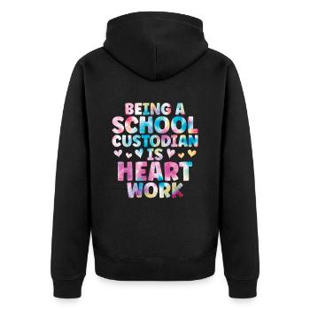 School officials - Unisex Premium Organic Zip Hoodie - black - Back - Nico (187cm)