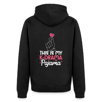 K-Drama - Unisex Premium Bio Zip Hoodie - Schwarz - Hinten - Nico (187cm)