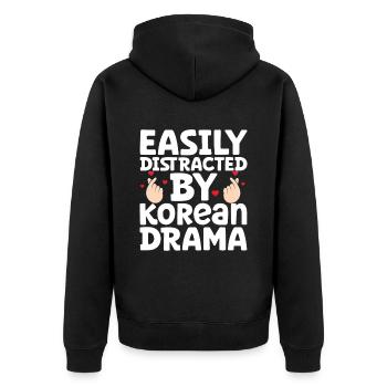 K-Drama - Unisex Premium Bio Zip Hoodie - Schwarz - Hinten - Nico (187cm)