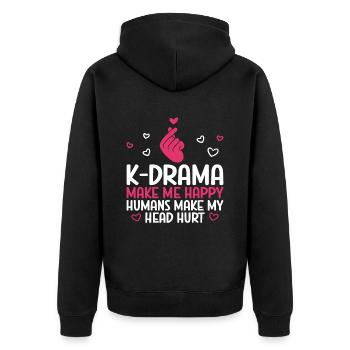 K-Drama - Unisex Premium Bio Zip Hoodie - Schwarz - Hinten - Nico (187cm)