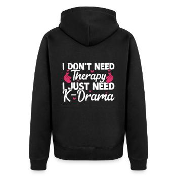 K-Drama - Unisex Premium Bio Zip Hoodie - Schwarz - Hinten - Nico (187cm)