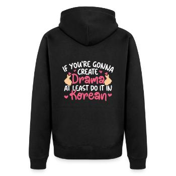 K-Drama - Unisex Premium Bio Zip Hoodie - Schwarz - Hinten - Nico (187cm)