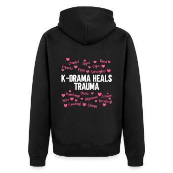 K-Drama - Unisex Premium Bio Zip Hoodie - Schwarz - Hinten - Nico (187cm)