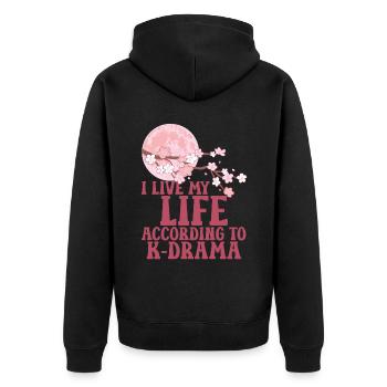 K-Drama - Unisex Premium Bio Zip Hoodie - Schwarz - Hinten - Nico (187cm)