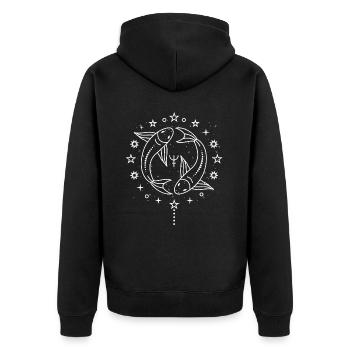 Fische Sternzeichen Horoskope Astrologie - Unisex Premium Bio Zip Hoodie - Schwarz - Hinten - Nico (187cm)