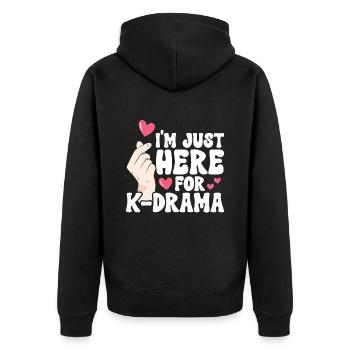 K-Drama - Unisex Premium Bio Zip Hoodie - Schwarz - Hinten - Nico (187cm)