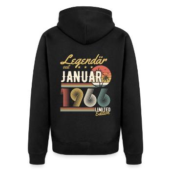 Cadeau d’anniversaire légendaire depuis janvier 1966 - Veste à capuche bio Premium Unisexe - noir - Dos - Nico (187cm)