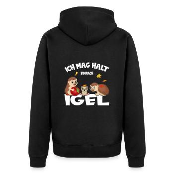 Igel Ich Mag Halt Einfach Igel Ok süßer igel - Unisex Premium Bio Zip Hoodie - Schwarz - Hinten - Nico (187cm)