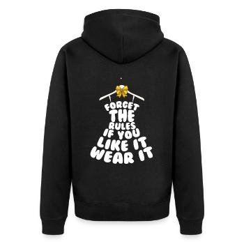 Forget the Rules if you like it wear it - Unisex Premium Organic Zip Hoodie - black - Back - Nico (187cm)