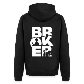 Beruf Arbeit - Makler - Unisex Premium Bio Zip Hoodie - Schwarz - Hinten - Nico (187cm)