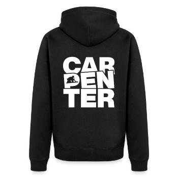 Carpentry - Carpenter - Unisex Premium Organic Zip Hoodie - black - Back - Nico (187cm)